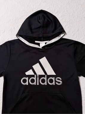 Adidas | Embroidered Big Logo Fleece Hoodie | Boys Size L (14/16) | Black